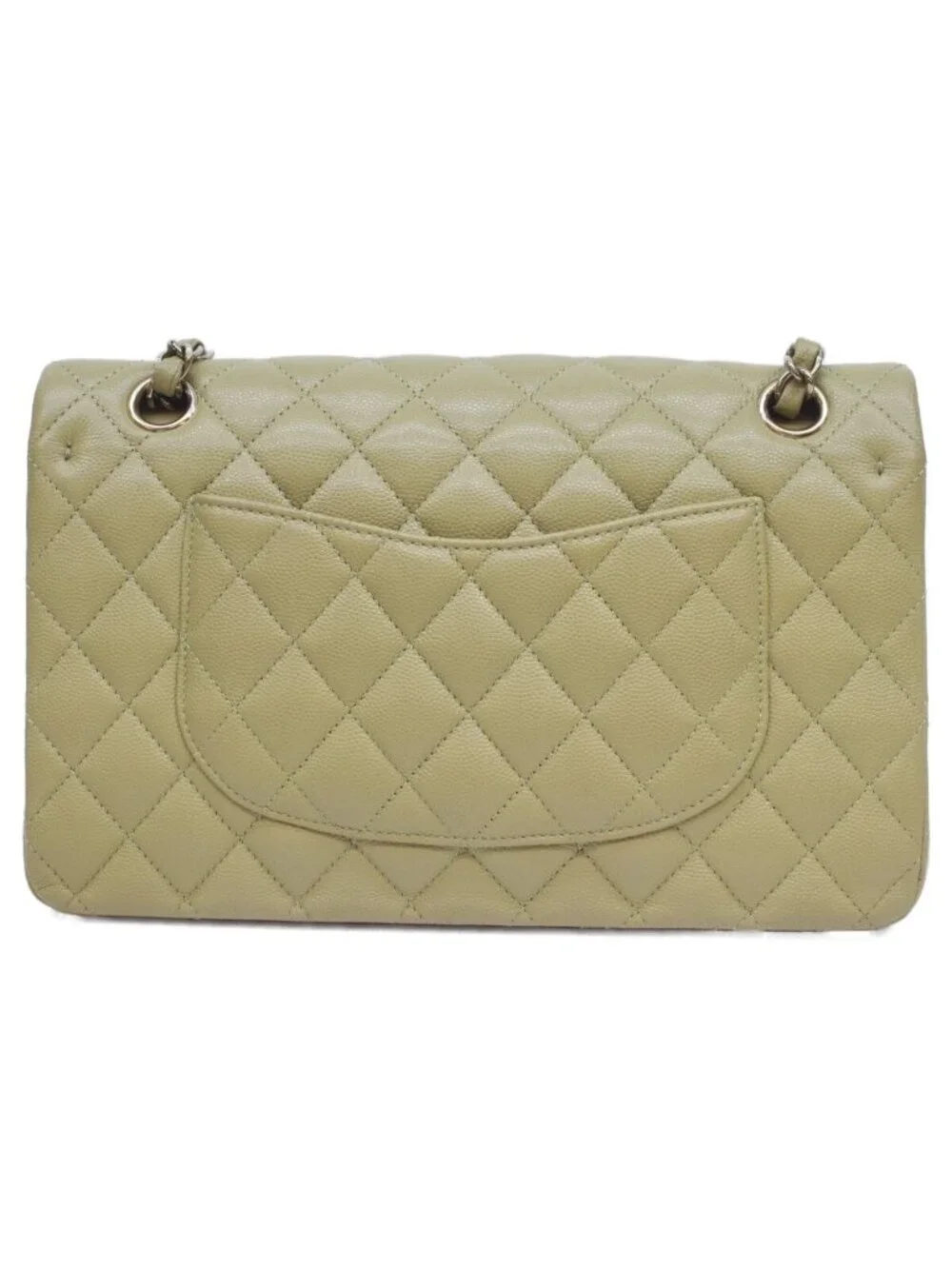 Chanel Green Caviar Double Flap Bag Quilted 25